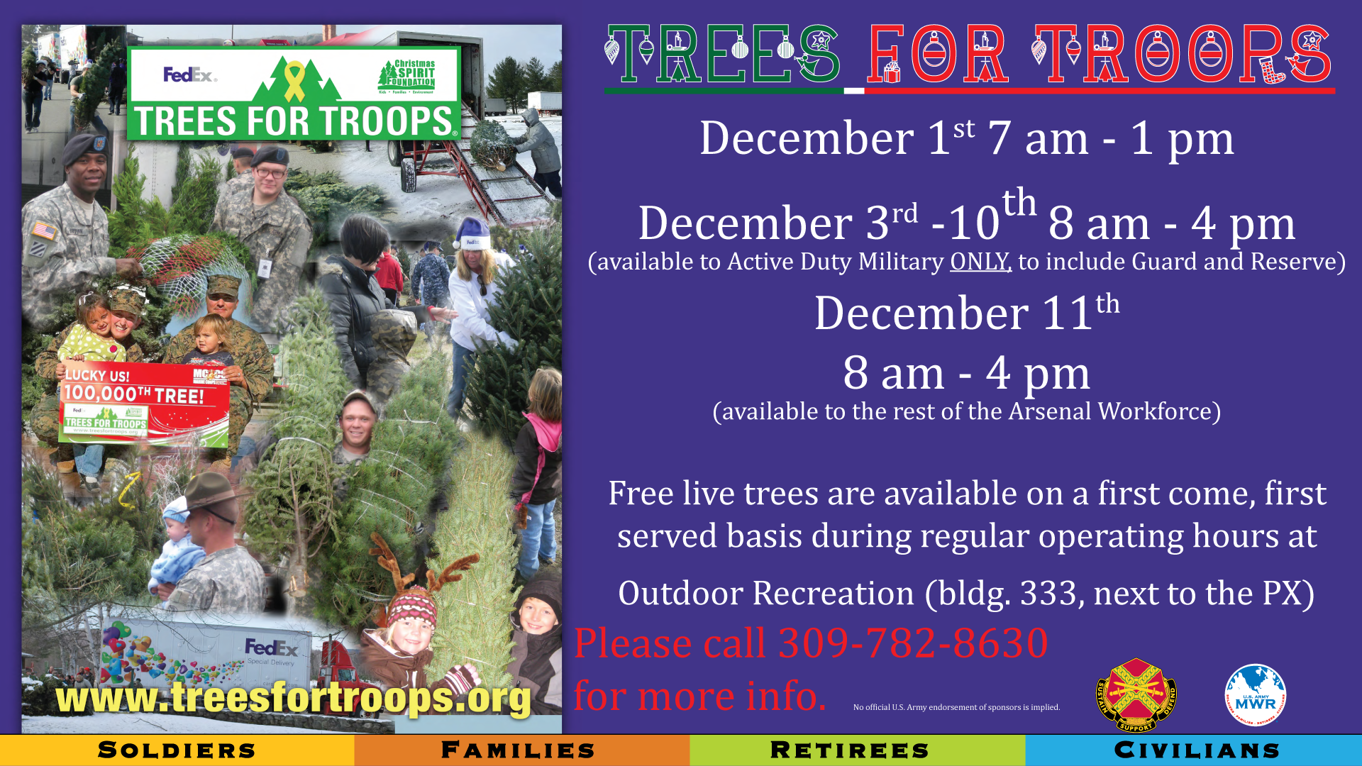 US Army MWR View Event Trees for Troops
